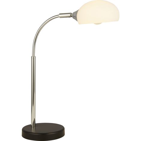 Lampada da tavolo Astro - Metallo nero e cromato e paralume in vetro opalino (1/5)
