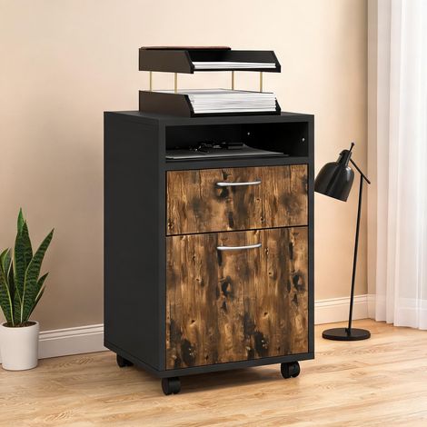 Meuble de rangement de bureau marrone e Nero 40 x 35 x 60 cm (1/5)