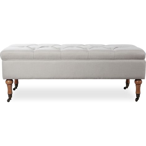 Banquette coffre capitonnée Philippine tissu beige