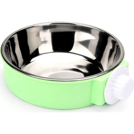 2-in-1 Removable Hanging Stainless Steel Pet Bowl, Pet Feeding Bowl for Dogs, Cats, Medium Pet Cage and Cage Hanger (Green) (1/5)