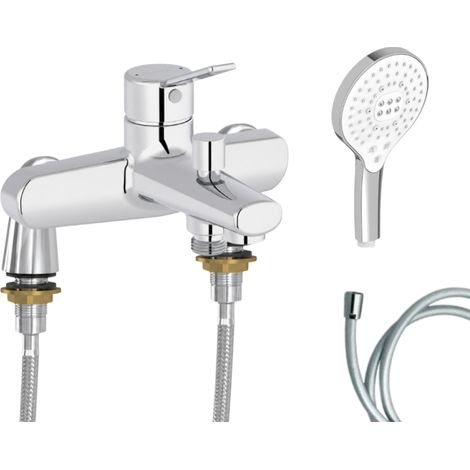 Mitigeur baignoire JACOB DELAFON Eo + pommeau de douche Metro signature + flexible de douche lisse + colonnettes Idro'Flex (1/5)