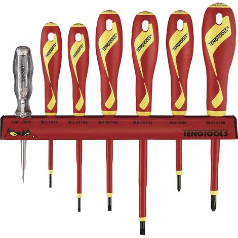 Tournevis 7 pcs 1000V sur support mural Teng Tools WRMDV07N-1