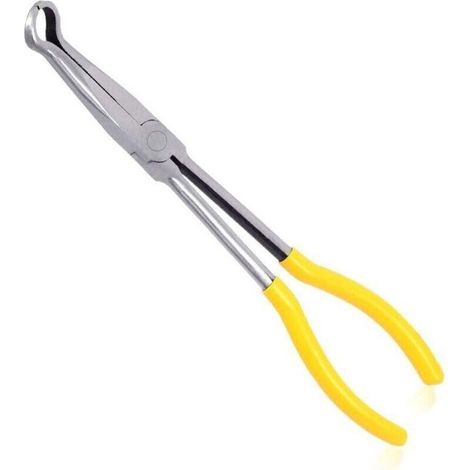 Long Reach pince de poignée de tuyau 11 pouces pince de nez à anneau pince de tuyau de 3/5 pouces diamètre Offset bougie pince d’enlèvement de botte mâchoires dentelées pour les espaces (1/4)