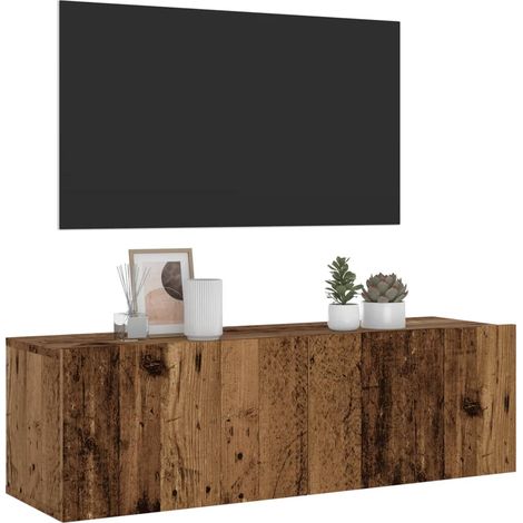 Meuble TV mural-Banc TV-Meuble Télé vieux bois 100x30x30 cm bois d'ingénierie 111822 (1/5)