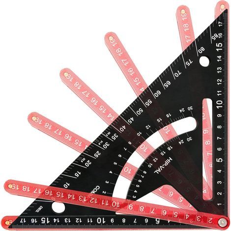 Équerre Menuiserie Bois Équerre de Tracé Combiné pour Menuisier Règle Triangulaire Réglable pour la Mesure des Angles, Accessoires de Menuiserie pour la Rénovation Domestique, le Bricolage et les (1/5)