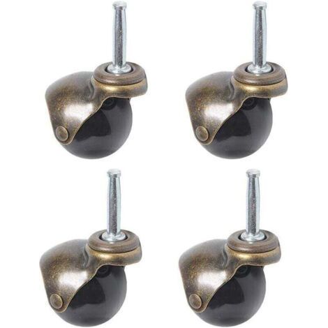 Roulettes pivotantes, roulettes à billes rotatives à 360 degrés, plaque supérieure avec couvercle, 4 pièces (roulette à billes avec tige à anneau de préhension, 2" 50 mm) (1/5)