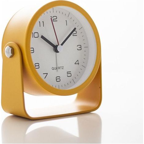 Petite horloge analogique – Réveil en métal orange – Fonctionne à piles – (1/5)