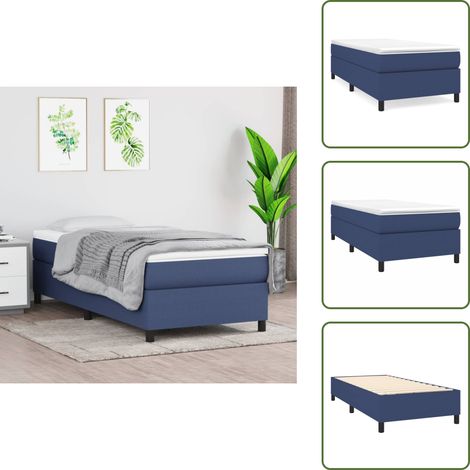 Boxspringbett mit Matratze Blau 90x200 cm Stoff - Boxspringbett - Doppelbett - Betten Blau - Matratze - Federkernmatratze (1/5)