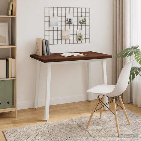 vidaXL 110 x 55 x 75 cm Madera de Acacia Sólida Marrón oscuro y Blanco (1/5)