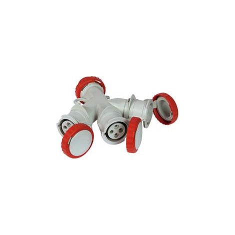 Adaptateur Industriel 380V Avec Prise Et 3 Prises Cee 309 Ip67 - 16A couleur rouge 73140