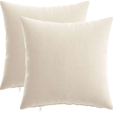 Housse de coussin 2 pc HEERLEN Crème 30 x 30 cm Tissu Chenille vidaXL (1/4)