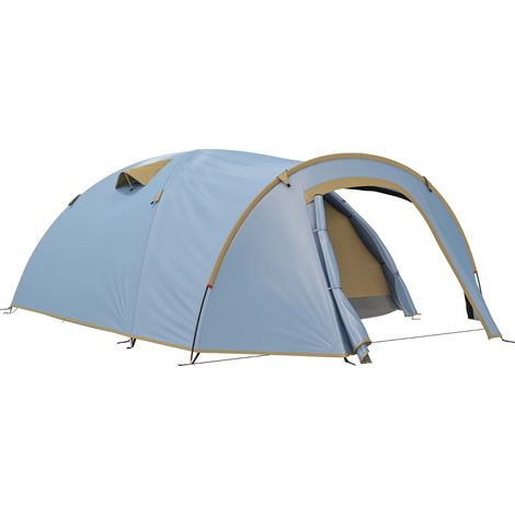 Réf: Tente tunnel 4 personnes 2 portes étanchéité 2000 mm sac de base crochet adaptée camping trekking. (1/5)