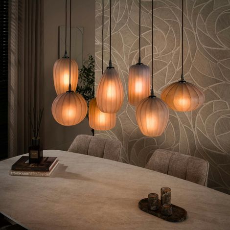 Suspension salle à manger verre brun dépoli 7 lampes NOVA (1/5)