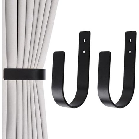 Set di 2 fermatende in metallo a forma di U con ganci: ganci resistenti da parete adatti per soggiorni e camere da letto. (1/2)