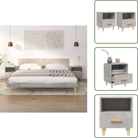 Comodino grigio cemento - vidaXL Comodini 2 pz Grigio Cemento 40x35x47 cm - Comodino con cassetto