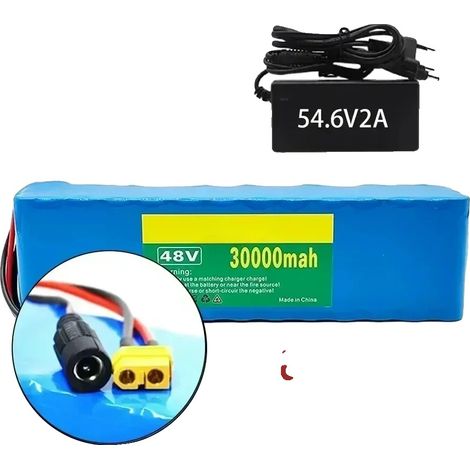 Paquete de baterías de iones de litio, capacidad de 30000 mAh, BMS integrado, XT60-DC-54.6V2A (1/2)