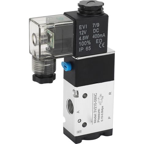 Électrovanne pneumatique 1/4" NPT 2 positions 3 voies IP65, alimentée par air comprimé, 12 V CC (1/5)