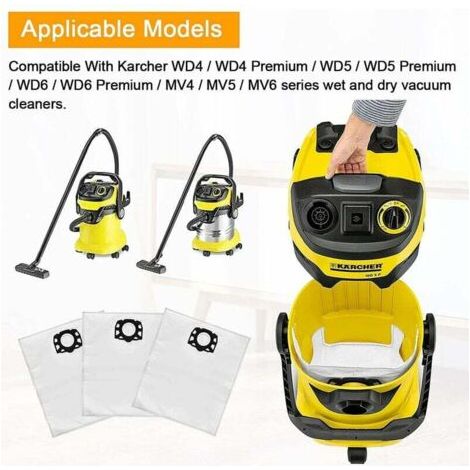 8pcs Sacs pour kärcher WD5 WD4 WD6 MV4 MV5 MV6 Sacs Filtre d'Aspirateur pour Karcher Filtrants de Remplacement 2.863-006.0 (1/5)