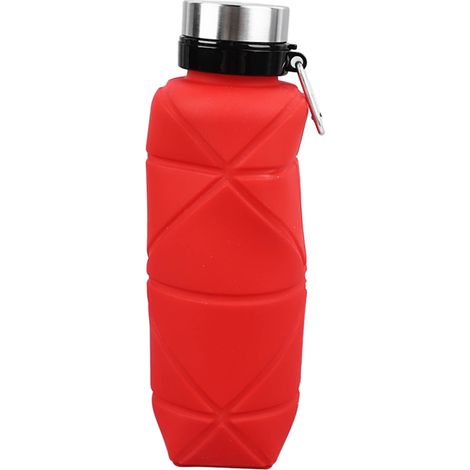 Bouteille d'eau pliable en silicone rouge de grande capacité (700 ml). (1/5)