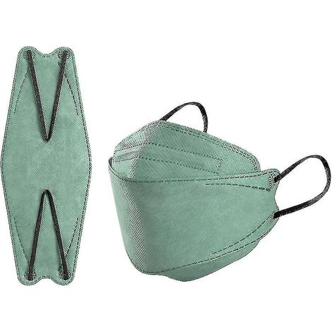 Lot de 50 masques KN95 pour adultes, style poisson, Morandi, FFP2, 4 couches, vert clair. (1/5)
