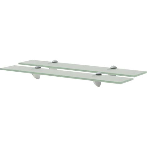 2 Étagères Tablettes en Verre 60 cm Blanche à fixer pour une décoration moderne et épurée (1/5)