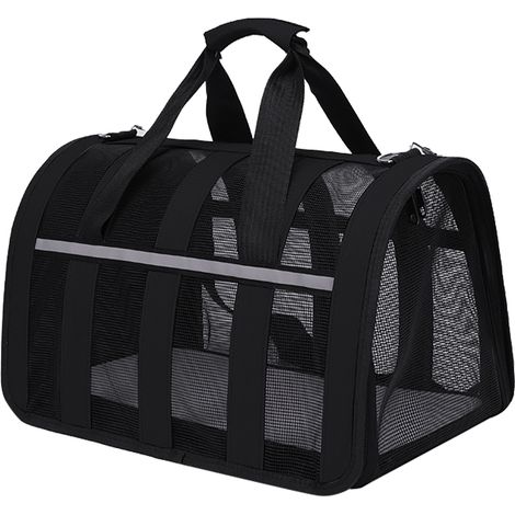 Porte-chats imperméable et respirant en tissu Oxford pliable pour animaux de compagnie, sac de transport pour animaux de compagnie, chiens, noir M (1/5)