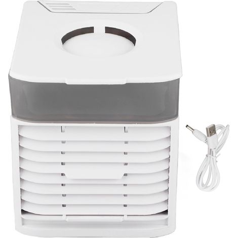 Mini climatiseur portable USB avec brumisateur et lumière 7 couleurs, idéal pour la chambre, le bureau et le camping.-AquaForge (1/5)