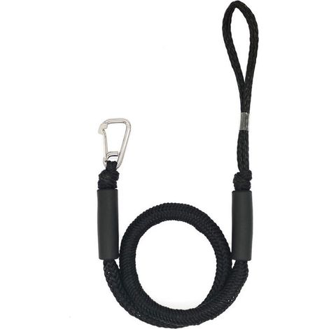 2 Stück Bootsfestmacherleine 4-5,5 Fuß Festmacherseil Bungee-Festmacherleine Edelstahl Bootsclip Zubehör Schwarz, zwei Stück