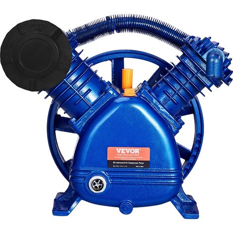 Tête de Pompe de Compresseur d'Air, 5,5 CV, Tête de Pompe à Piston Lubrifié à Huile 2 Cylindres, Débit 162 L/min 5,75 CFM à 90 PSI, en Fonte Type V 2 Étages avec Pression d'Air Maximale 185 PSI (1/5)