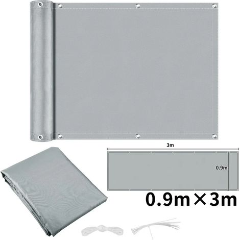(Gris clair 90x300CM) Clôture de confidentialité imperméable avec perforations, résistante aux UV, adaptée aux cours extérieures. (1/5)