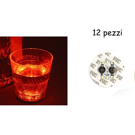 Sottobicchieri led adesivi 12PZ luce rossa 4 led illuminati luce bottiglie bar