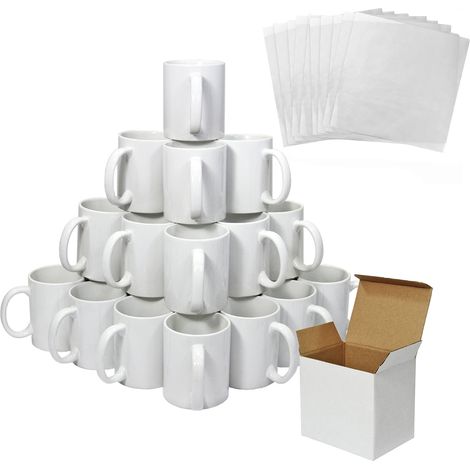 72 Tasses à Sublimation Blanches 325ml Recouvert En Polymère Vierges Grade AAA Céramique Personnalisé Imprimante Presse à Chaud Boîte à Transport en Carton Lave-Vaisselle Micro-Ondes