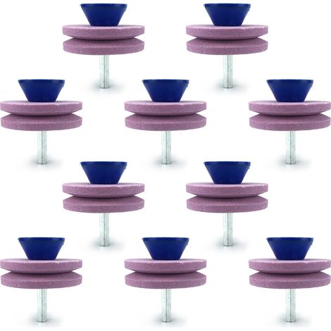 Pierres à aiguiser double couche (10 paquets roses) Affûteuse de tondeuse à gazon double couche, meule, pierre à aiguiser, affûteuse résistante à l'usure, tête d'affûtage industrielle (1/5)