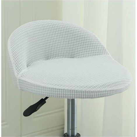 Housse de Tabouret Ronde Pivotant de Bar avec Petit Dossier Lune Modernes Irrégulière Couvre Tabouret Haute Bar Cuisine Scandinave Couverture Housse Chaise Salle Manger,Blanc (1/5)