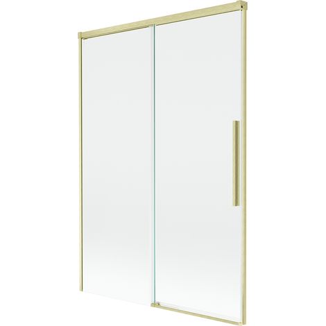 Mexen Rox Badewannenabtrennung 2-flügelig, verschiebbar 120 x 150 cm, transparent, gold gebürstet - 8C9-120-001-55-00