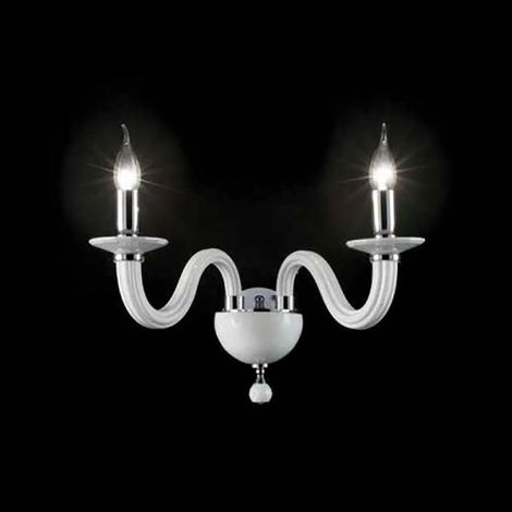 Applique 37 cm RAVEL 2 luci in vetro lavorato a mano Bianco (1/2)