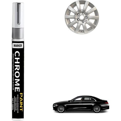 Efface Rayure Voiture,Chrome Paint,Peinture Jante,Stylo Réparation Jante,Peinture Voiture Carrosserie,Stylo Efface Rayure Voiture,Convient aux Voitures,Motos,Facile à Utiliser,Étanche,Argent (1PCS) (1/5)