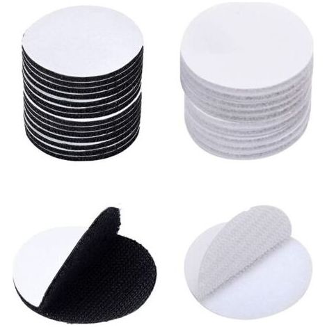Pair Scratch autocollant rond - 60 pcs, Adhésif crochet boucle 30mm, Pour papier plastique verre cuir métal - Transparent (1/5)