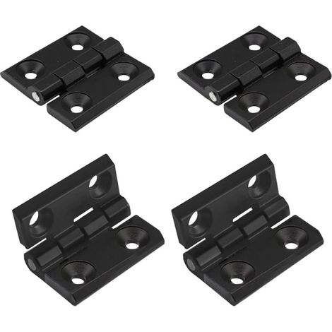 4Pcs Zinc Hinges 40x40x5mm, 270 Degree Pivot Heavy Door Hinge, Stainless Steel Exterior Hinge, for Fixed Doors, Small Windows, Drawer, Cabinets, Furniture, Folding Tables Black (1/4)