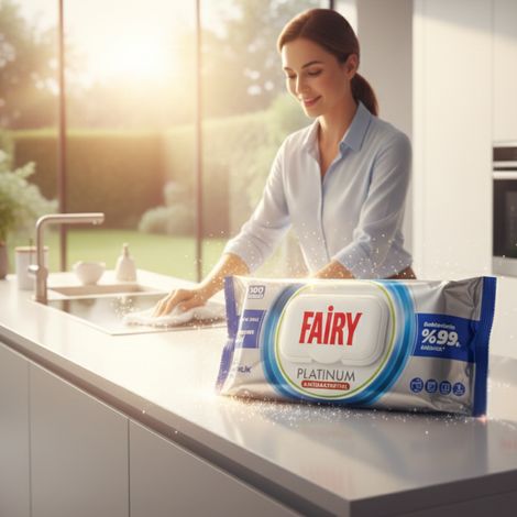 Salviette umidificate antibatteriche Fairy Platinum, 100 pezzi