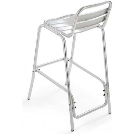 Oviala – Lot de 4 chaises hautes en aluminium anodisé – Charge maximale 120kg – Dossier incliné et repose-pieds pour confort – Patins antidérapants en PEHD