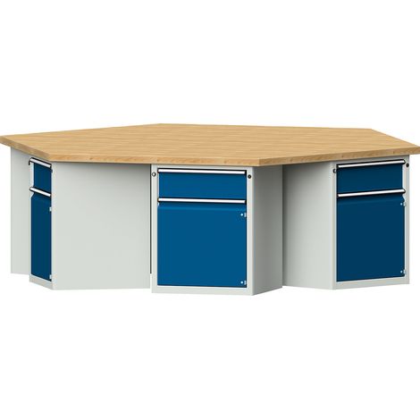 ANKE, Établi multiple, 6 caissons, 1 tiroir chacun, 1 porte,