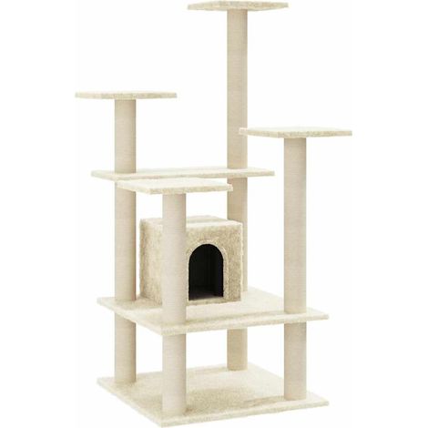 Maison Exclusive - Albero per Gatti con Pali Tiragraffi in Sisal Crema 110 cm (1/5)