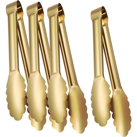 4 pinces service inox épaisses bords dentelés, polyvalentes pour grillades, salades, toasts, usage pro (1/5)