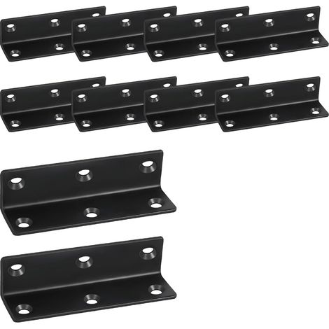 (10 Stück Équerre de Fixation Forme de L Équerre Angle 90 Degrees En Acier, Avec Vis Equerre Metal Perforées Équerre de Assemblage Renforcée Inox (1/5)