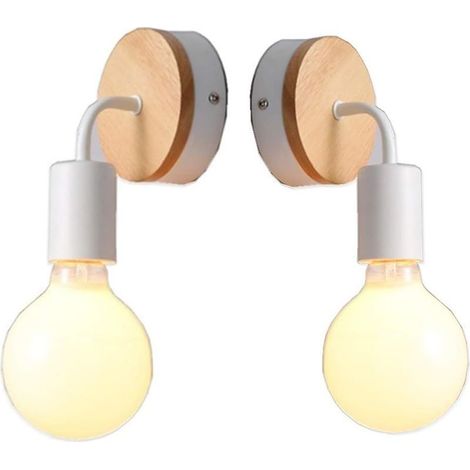 Industrielle Wandleuchte für den Innenbereich – Holz und Metall – E27 – 220 V – 18 x 11 cm – Retro-Dekoration für Wohn- und Schlafzimmer (1/5)