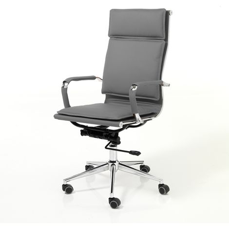 Poltrona da ufficio in pelle sintetica grigia cm H.110/120xL.57xP.66