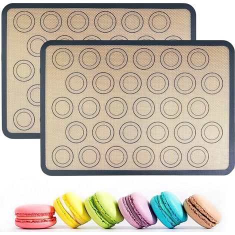 Silicone antiadhésifs tapis de cuisson pour macarons Revêtement antiadhésif taux de démoulage réussi de 98% - Préparez 60 macarons la fois pour goûters - 2PCS Gris 29,5x42cm (1/5)