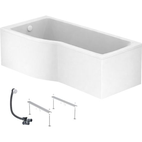 IDEAL STANDARD Connect Air Bañera con ducha izquierda de 150 x 80 cm + delantal + patas + desagüe, blanca