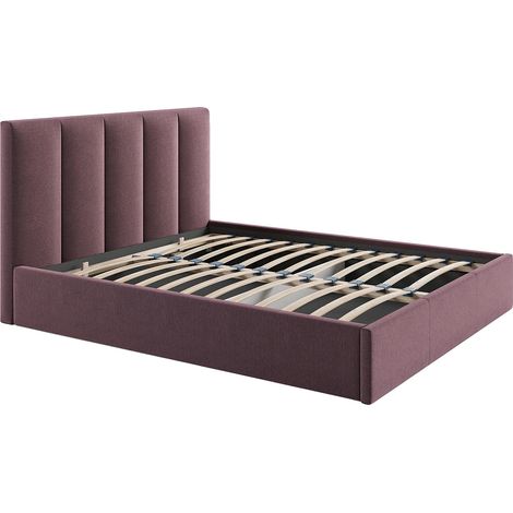 Letto con contenitore 180 x 200 cm con testata letto impunture verticali Tessuto Bordeaux - KILACLO (1/5)